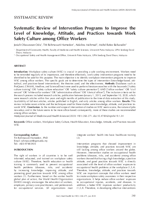 (PDF) Systematic Review of Intervention Programs to Improve the Level ...