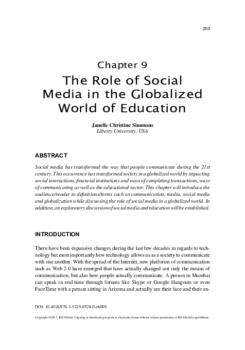 (PDF) The Role of Social Media in the Globalized World of Education