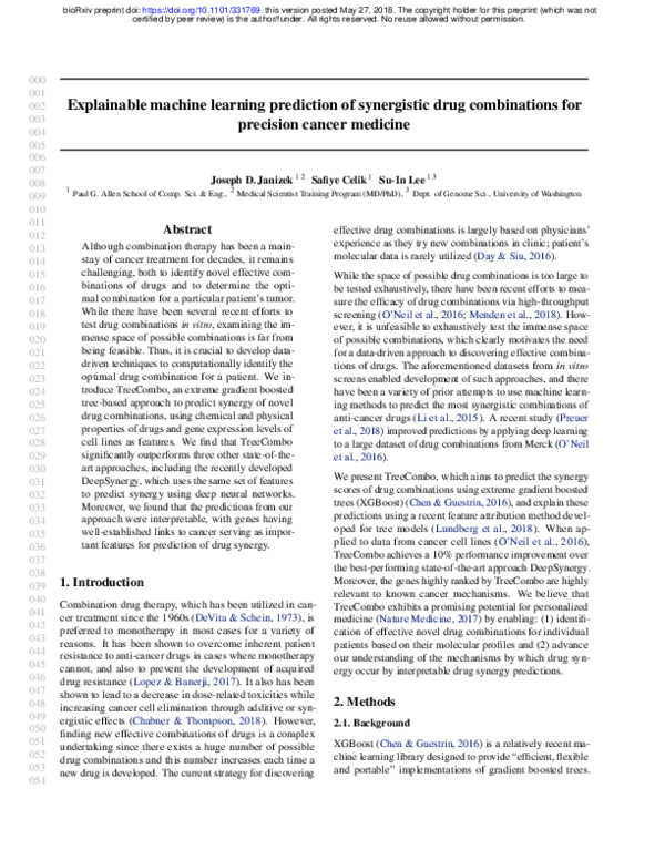 (PDF) Explainable machine learning prediction of synergistic drug ...