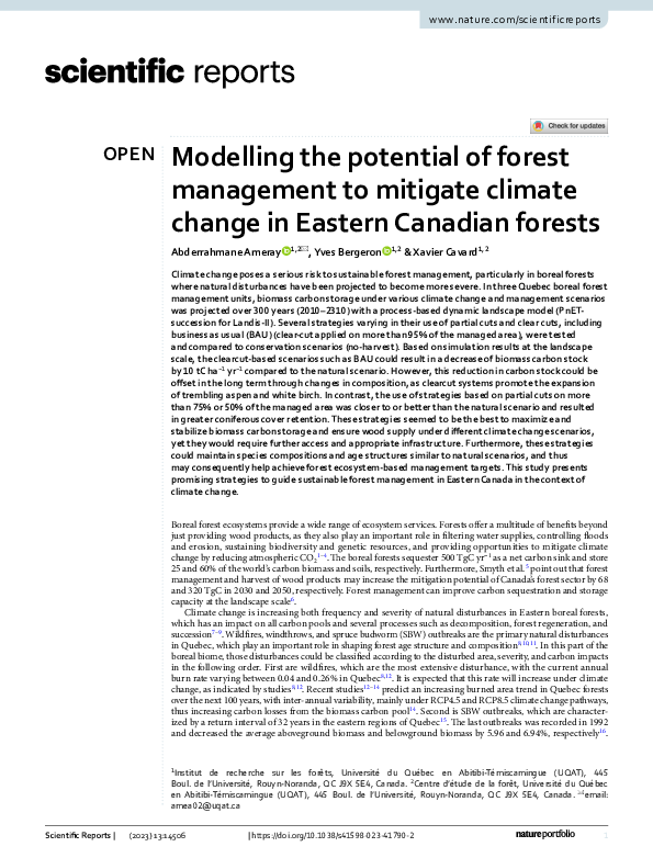 (PDF) Modelling the potential of forest management to mitigate climate ...