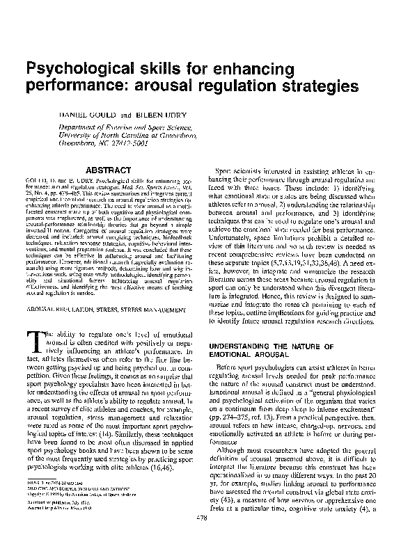 (PDF) Psychological Skills for Enhancing Performance
