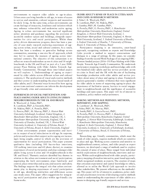 (PDF) Experiences of Social Participation and Place Among Older Adults ...