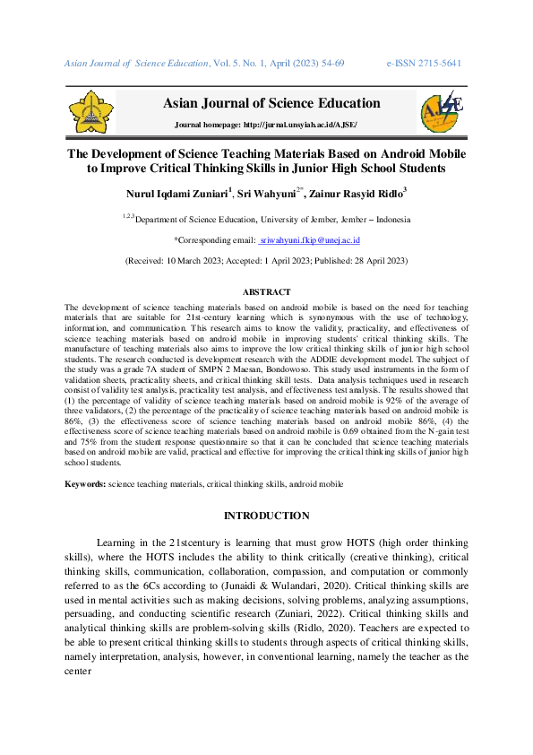 (PDF) The Development of Science Teaching Materials Based on Android ...