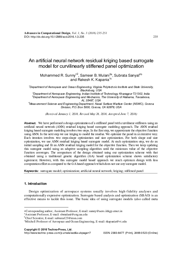 (PDF) An artificial neural network residual kriging based surrogate ...
