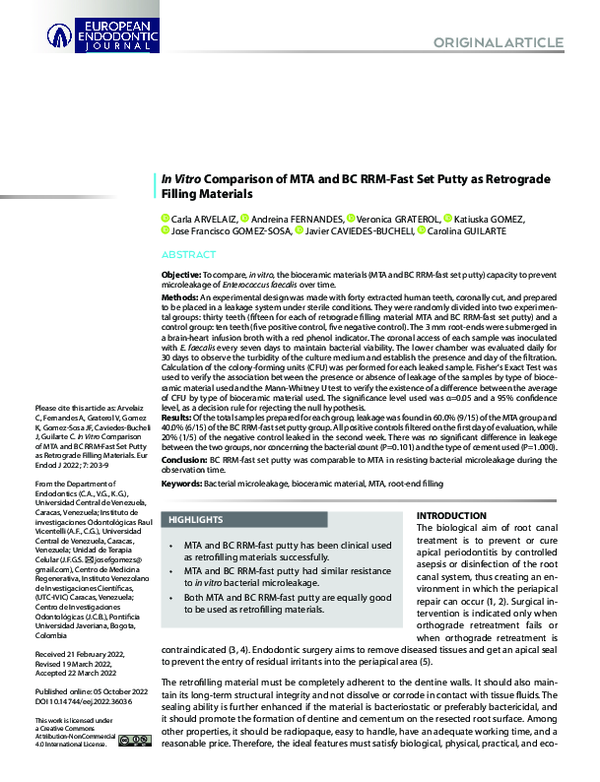 (PDF) In Vitro Comparison of MTA and BC RRM-Fast Set Putty as ...