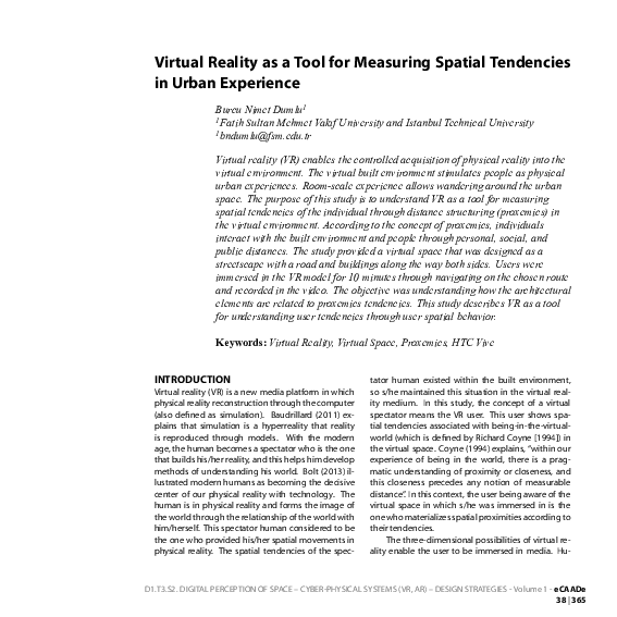 (PDF) Virtual Reality as a Tool for Measuring Spatial Tendencies in ...