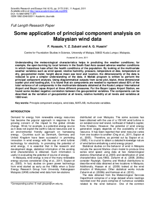 (PDF) Some application of principal component analysis on Malaysian ...