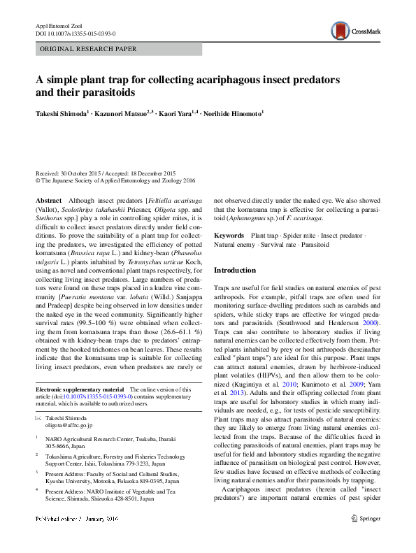 (PDF) A simple plant trap for collecting acariphagous insect predators ...