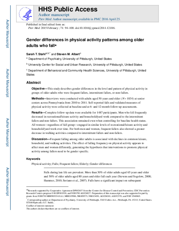 (PDF) Gender differences in physical activity patterns among older ...
