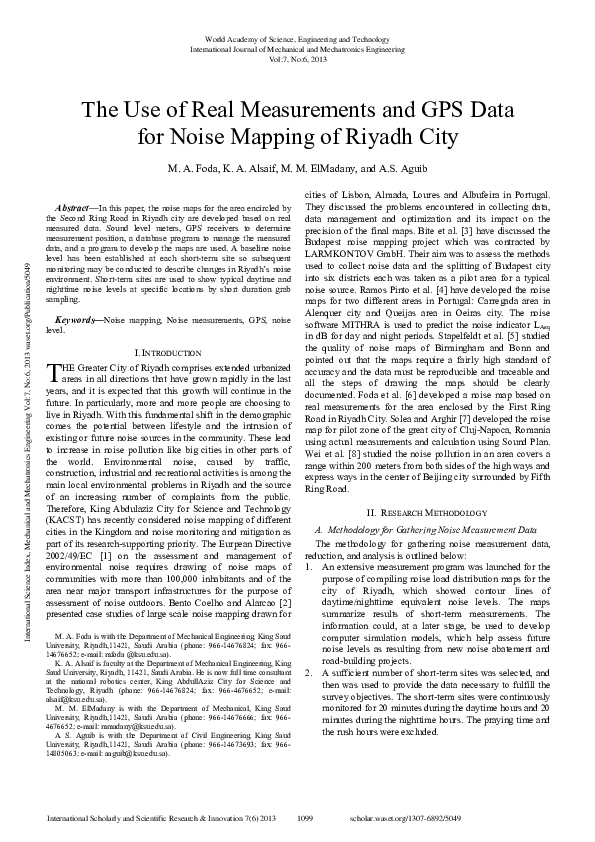 (PDF) The Use Of Real Measurements And Gps Data For Noise Mapping Of ...