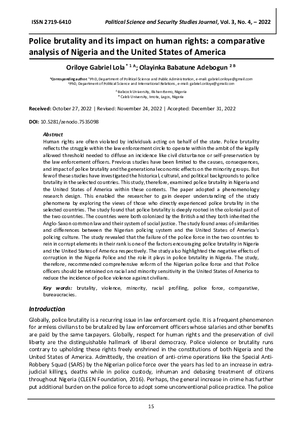 (PDF) Police brutality and its impact on human rights: a comparative ...
