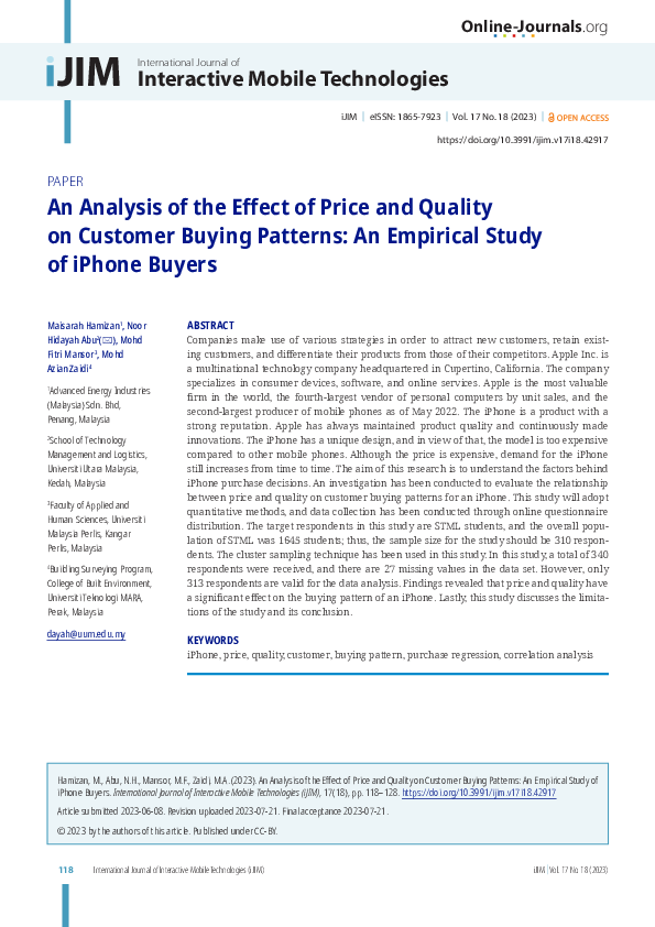 (PDF) An Analysis of the Effect of Price and Quality on Customer Buying ...