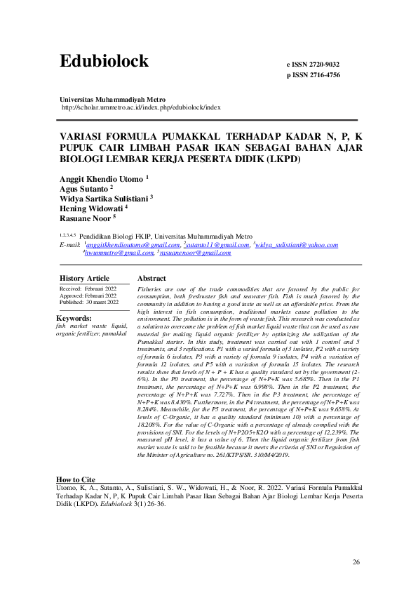 (PDF) Variasi Formula Pumakkal Terhadap Kadar N, P, K Pupuk Cair Limbah ...