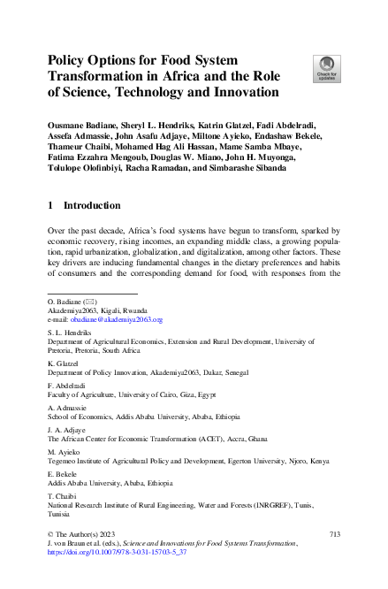 (PDF) Policy Options for Food System Transformation in Africa and the ...