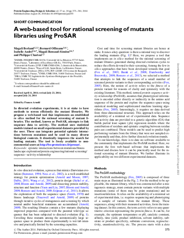 (PDF) A web-based tool for rational screening of mutants libraries ...