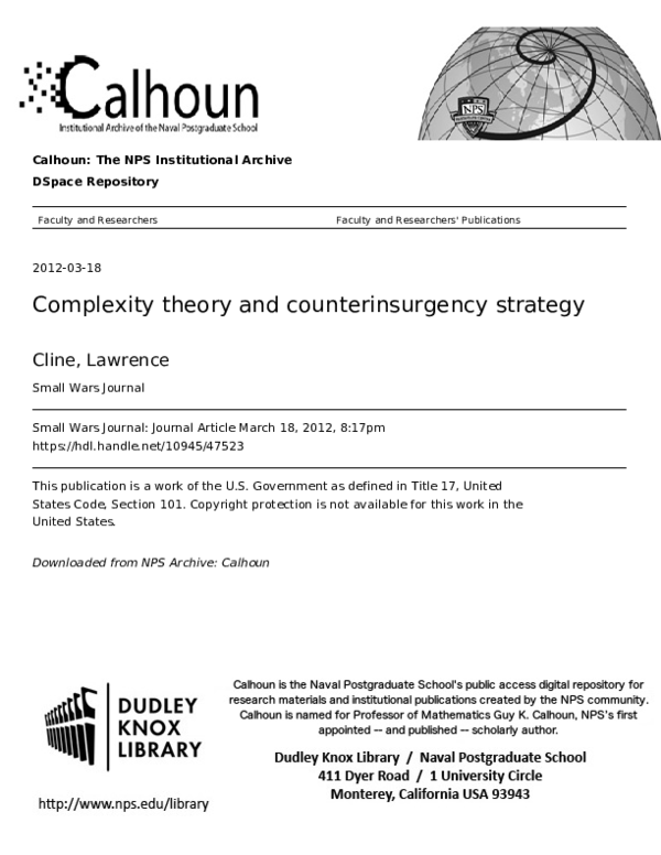 (PDF) Complexity theory and counterinsurgency strategy