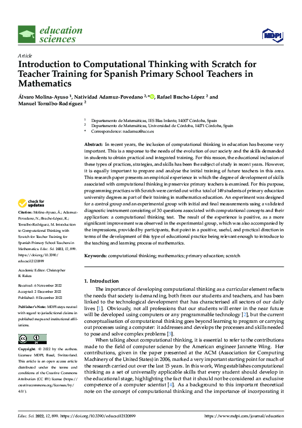 (PDF) Introduction to Computational Thinking with Scratch for Teacher ...