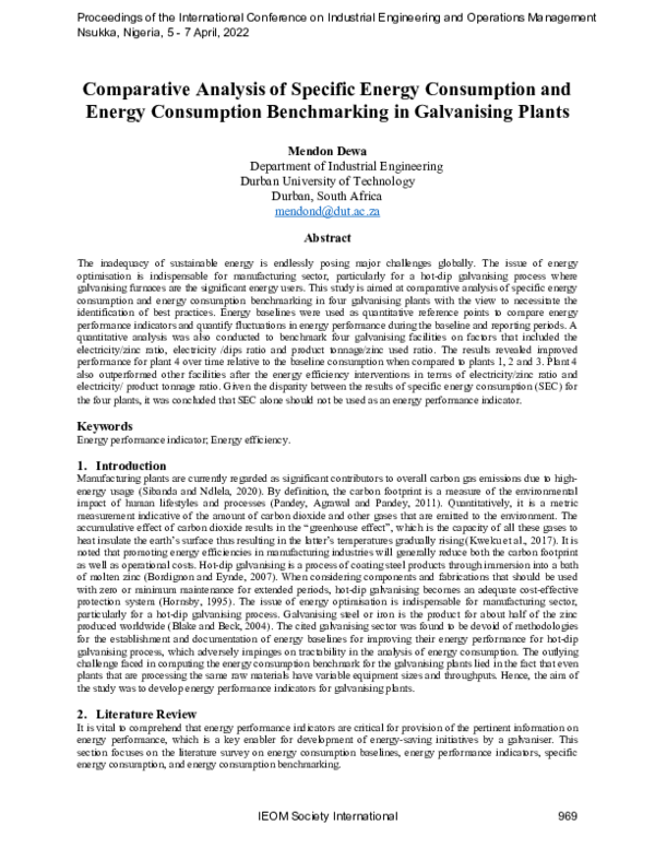 (PDF) Comparative Analysis of Specific Energy Consumption and Energy ...