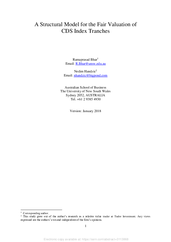(PDF) A Structural Model for the Fair Valuation of CDS Index Tranches