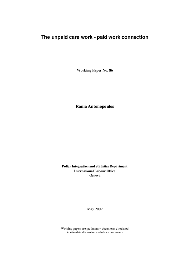 (PDF) The Unpaid Care Work–Paid Work Connection