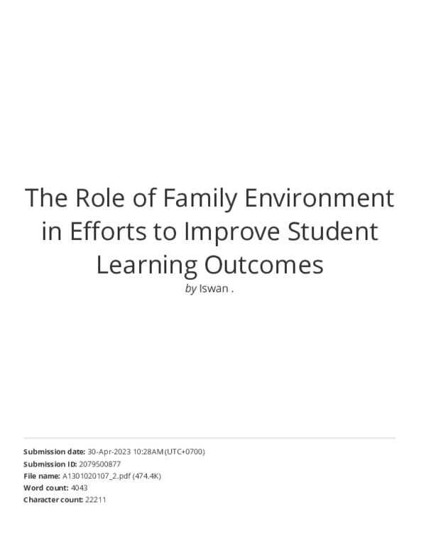(PDF) The Role of Family Environment in Efforts to Improve Student ...