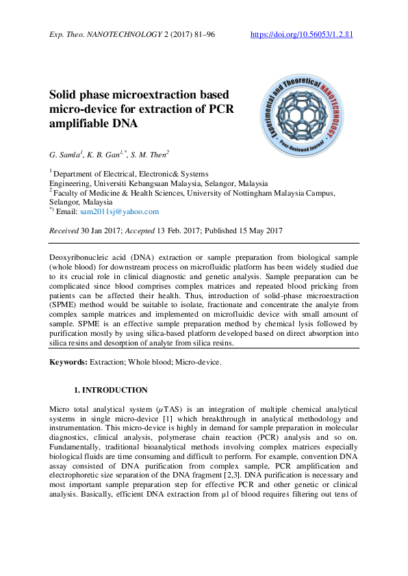 (PDF) Solid phase microextraction based micro-device for extraction of ...