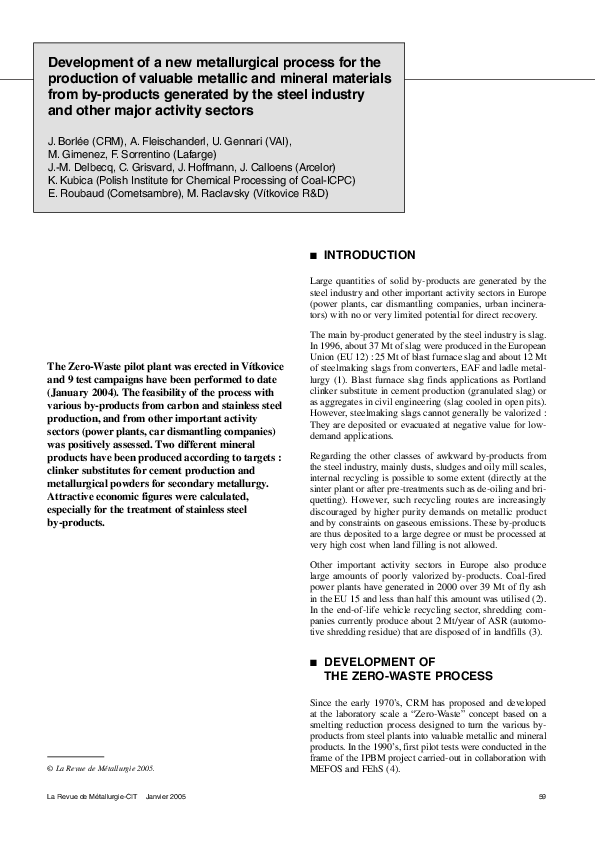 (PDF) Development of a new metallurgical process for the production of ...