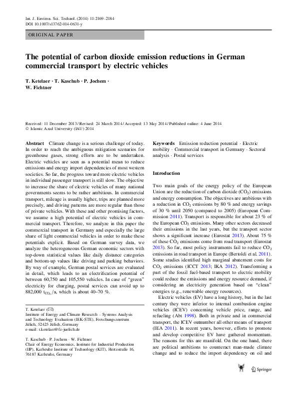 (PDF) The potential of carbon dioxide emission reductions in German ...