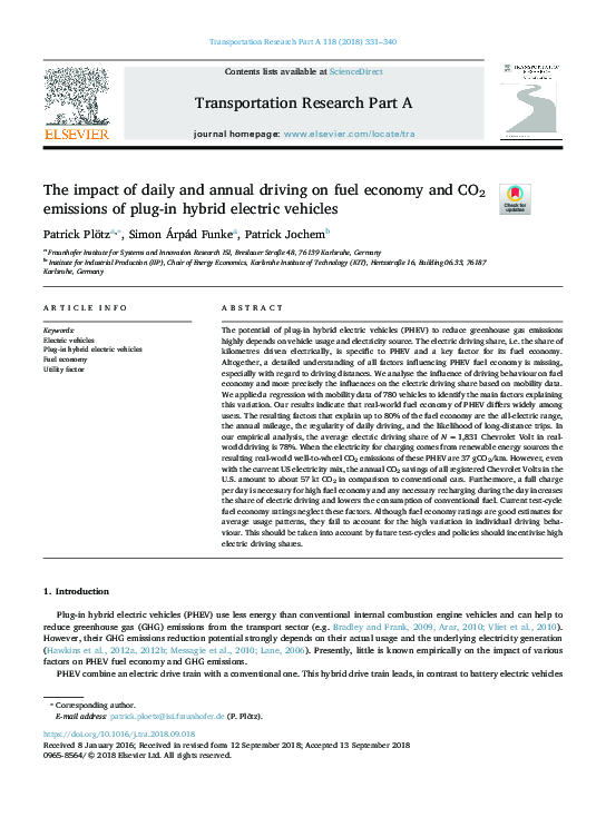 (PDF) The impact of daily and annual driving on fuel economy and CO2 ...