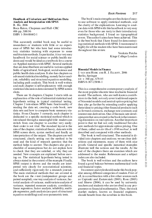 Pdf Handbook Of Univariate And Multivariate Data Analysis And