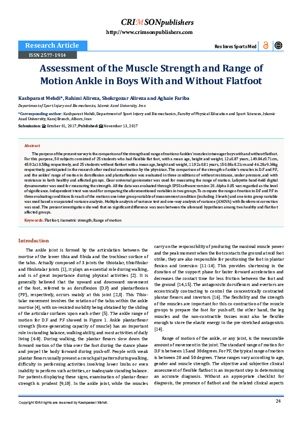 (PDF) Assessment of the Muscle Strength and Range of Motion Ankle in ...