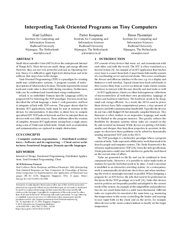 (PDF) Interpreting task oriented programs on tiny computers