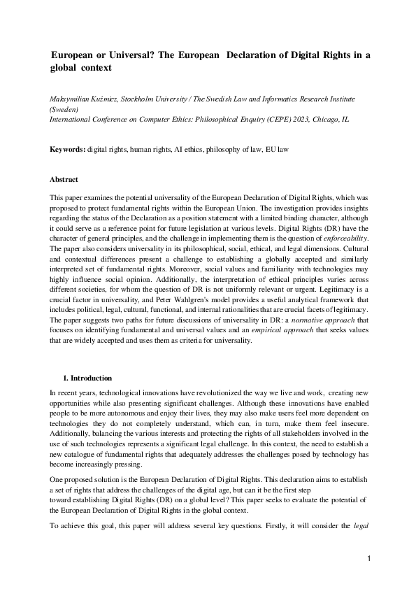 (PDF) European or Universal? The European Declaration of Digital Rights ...