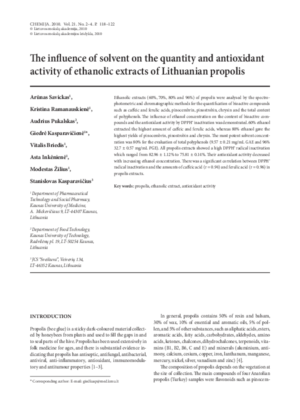 (PDF) The influence of solvent on the quantity and antioxidant activity ...