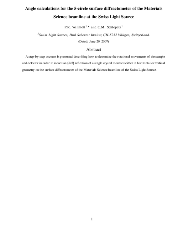 (PDF) The Materials Science Beamline at the Swiss Light Source