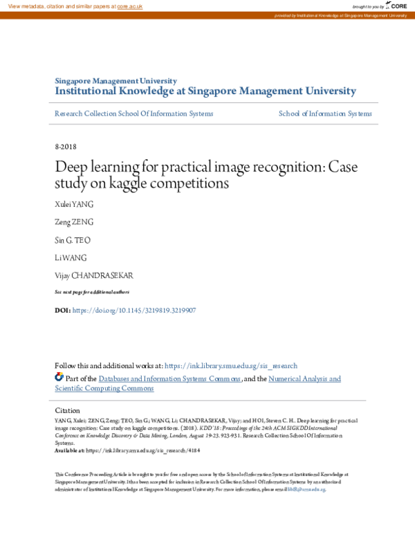 (PDF) Deep Learning for Practical Image Recognition
