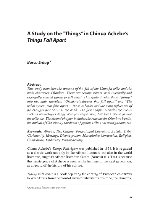 (PDF) A Study on the “Things” in Chinua Achebe’s Things Fall Apart