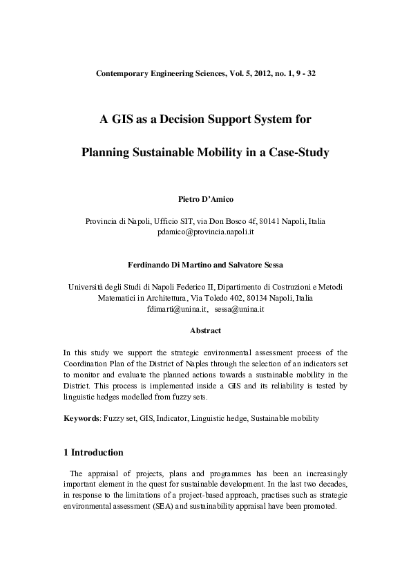 (PDF) Planning Sustainable Mobility in a Case-Study
