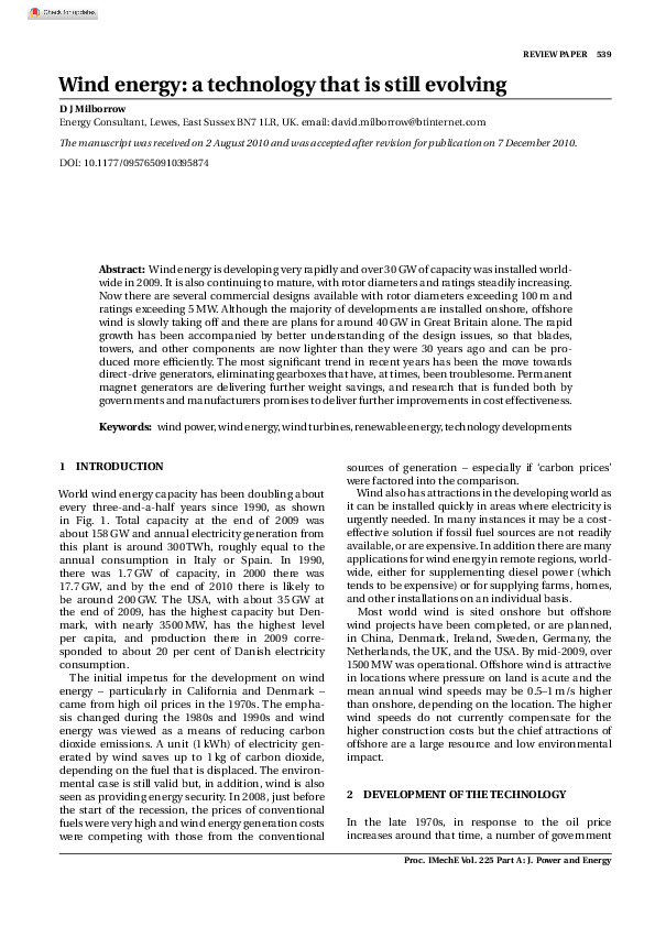 (PDF) Wind energy: a technology that is still evolving