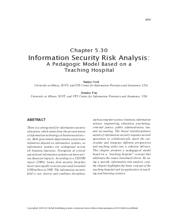 (PDF) Information Security Risk Analysis
