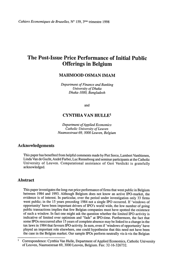 (PDF) The post-issue price performance of initial public offerings in ...