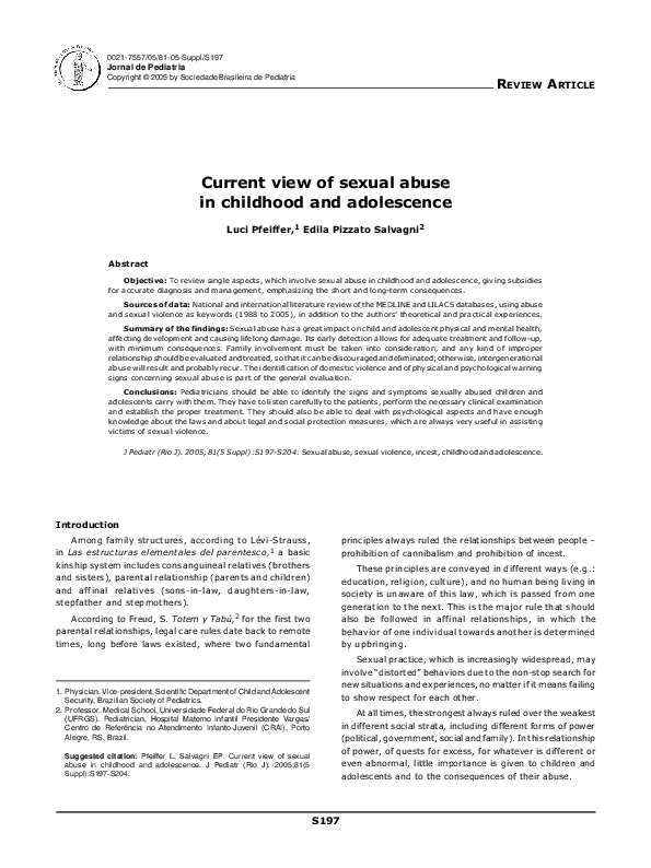 (PDF) Current view of sexual abuse in childhood and adolescence