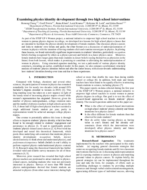 (PDF) Examining physics identity development through two high school ...