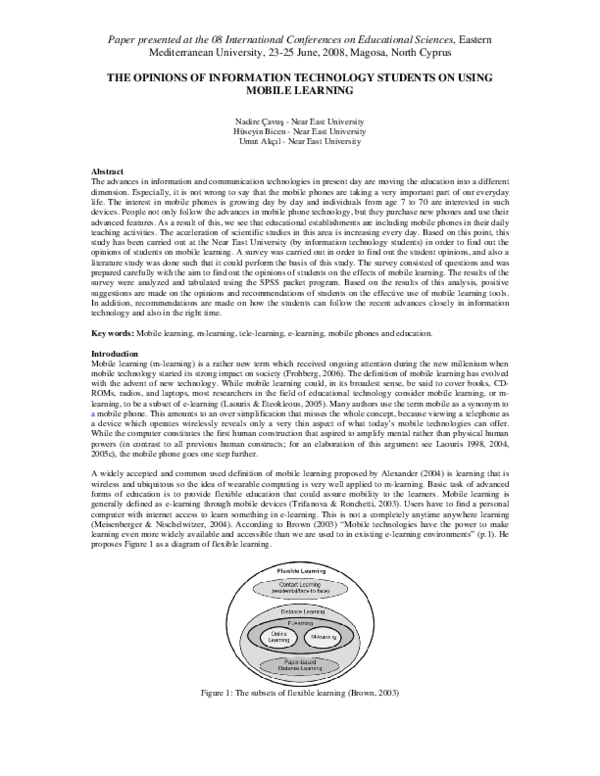 (PDF) The Opinions of Information Technology Students on Using Mobile ...