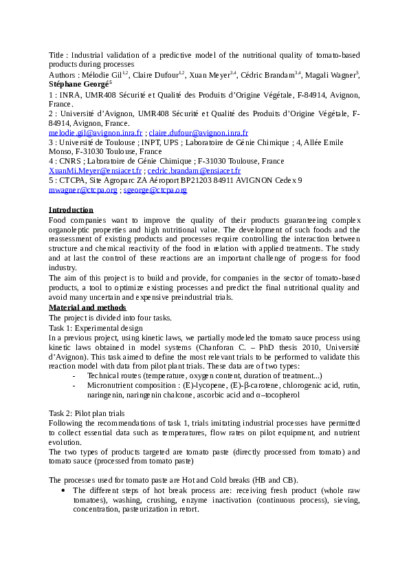 (PDF) OPTI’TOM : Industrial validation of a predictive model of the ...