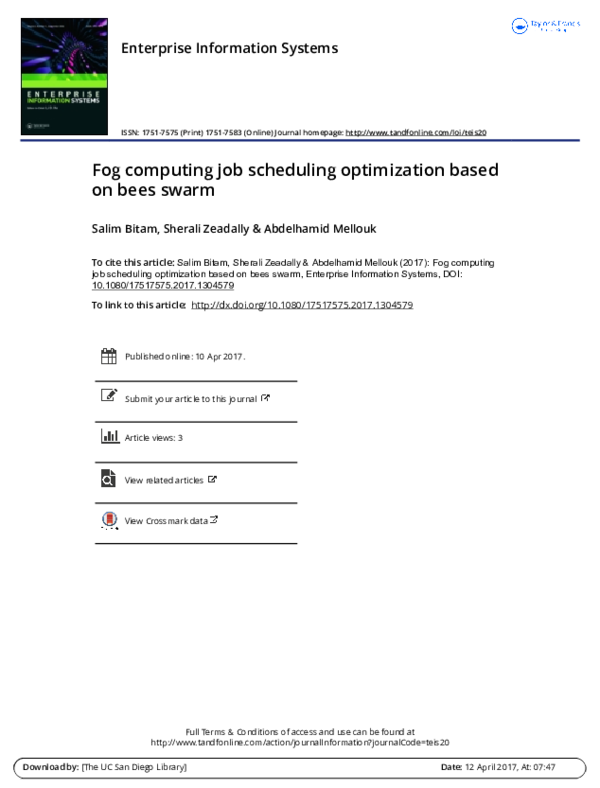 (PDF) Fog computing job scheduling optimization based on bees swarm
