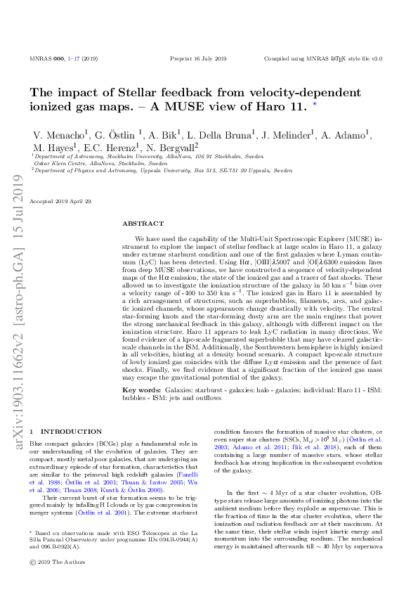 (PDF) The impact of stellar feedback from velocity-dependent ionized ...