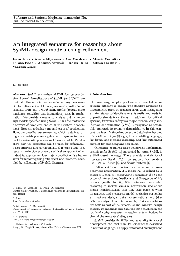 An integrated semantics for reasoning about SysML design models using refinement
