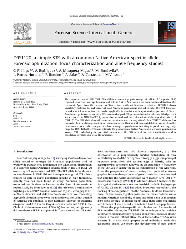 (PDF) D9S1120, a simple STR with a common Native American-specific ...