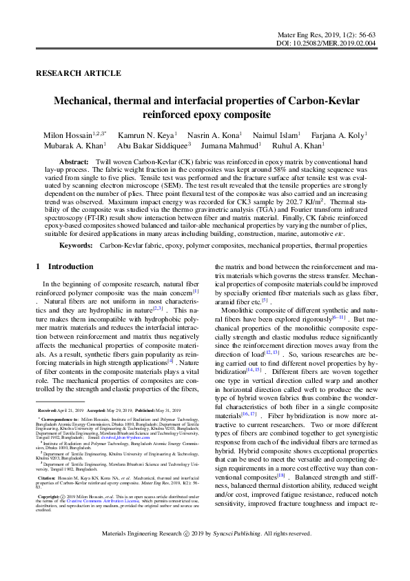 (PDF) Mechanical, thermal and interfacial properties of Carbon-Kevlar ...
